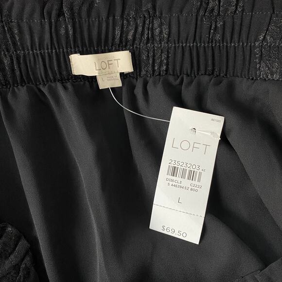 LOFT Monochrome Print Mini Skirt Black Elastic Waist Mini‎ NWT Size Large - Picture 5 of 5